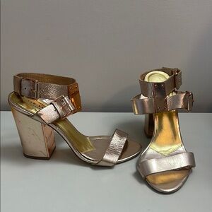 Ted Baker London Rose Gold Block Heel Sandals